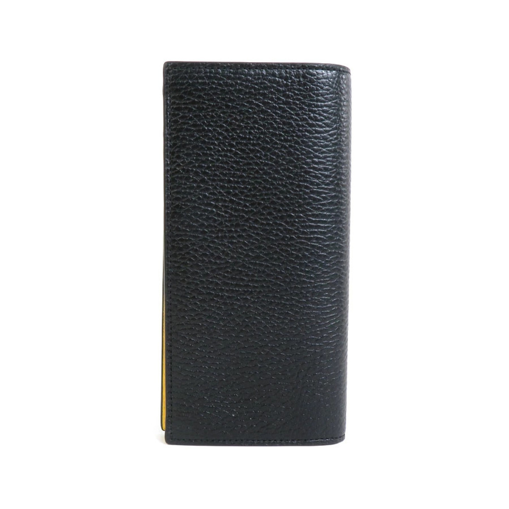 Gucci Leather Bi Black long fold GG wallet Yellow Interlocking Black Yellow